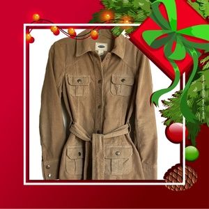 Old Navy Women's Belted Khaki Corduroy Jacket SM
